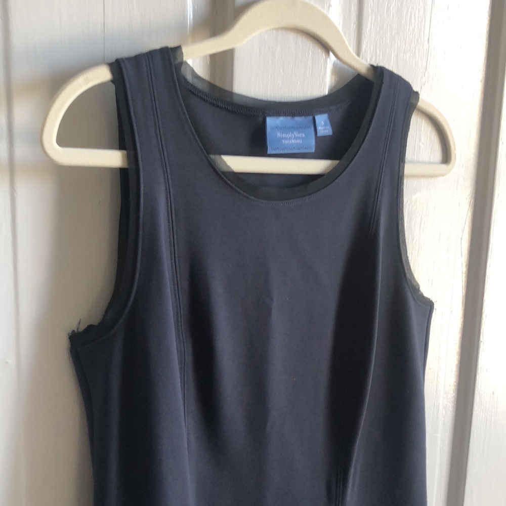 Simply Vera Vera Wang Navy Sleeveless Asymmetric Handkerchief Dress Size Small - Picture 5 of 9